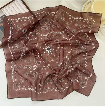 Korean-style Fresh And Delicate Floral Silk Scarf