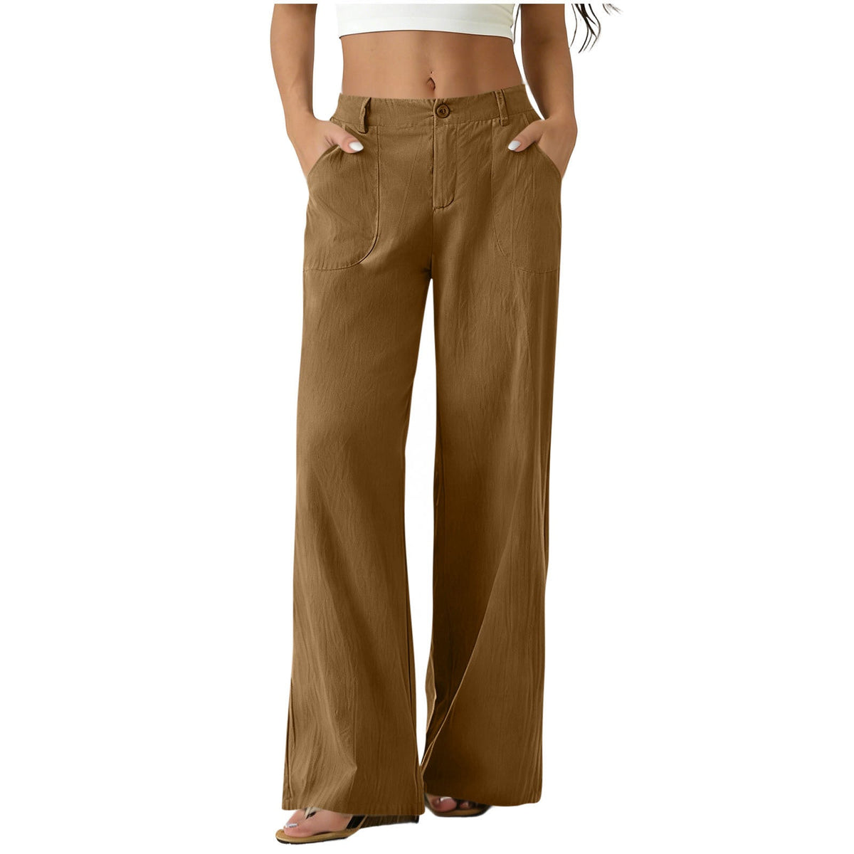 European And American Cross-border Women's Clothing  Women's Formal Suit Pants With Elastic Waistband, Patch Pockets, Solid Color, Single-button Trousers