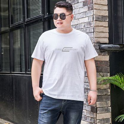 Plus Size Cotton Round Neck Men's T-shirt