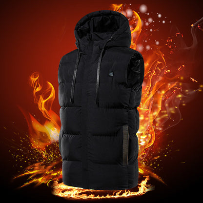 Winter Intelligent Heating Vest Hooded Heating Cotton Clothing