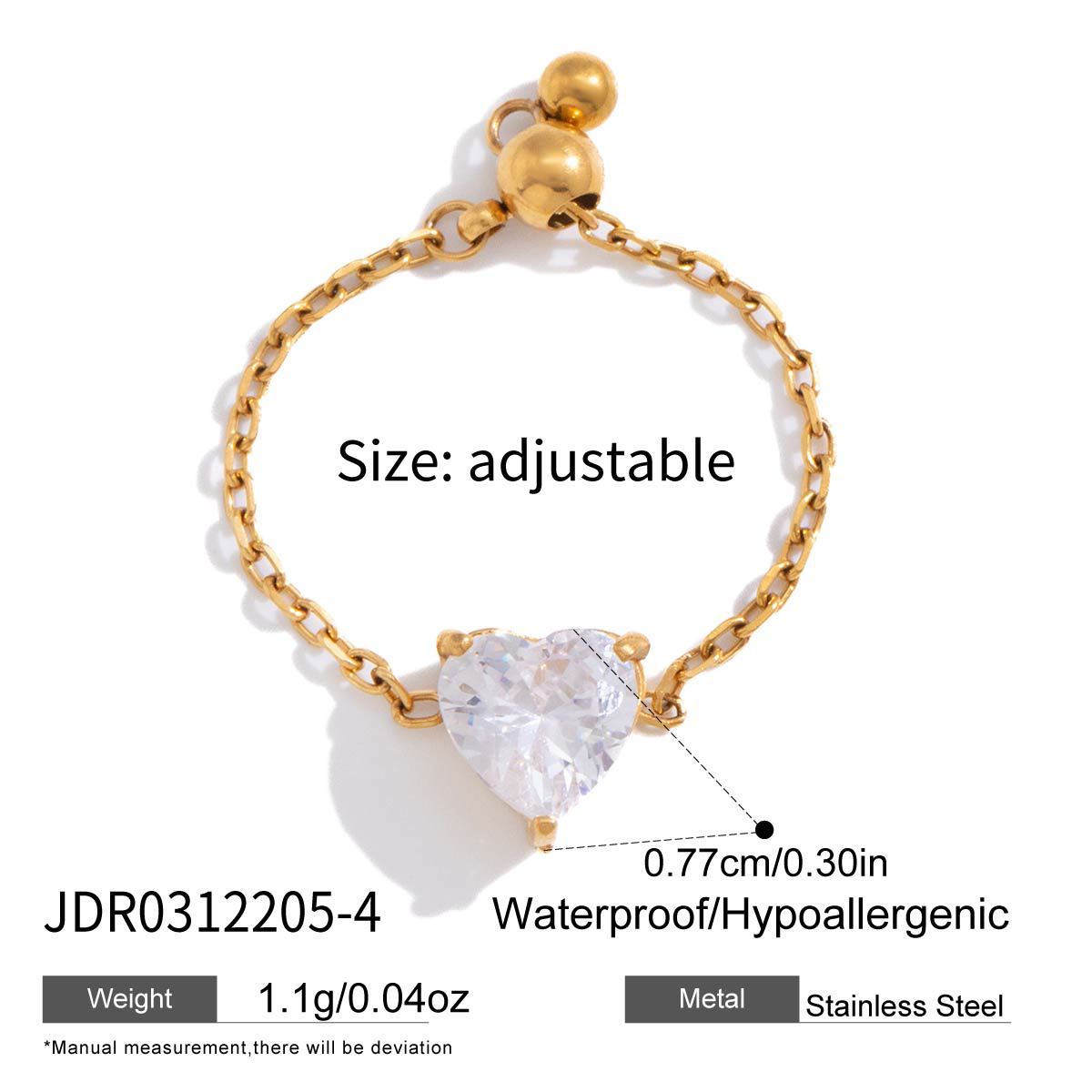 Adjustable Geometric Zircon Stainless Steel Ring