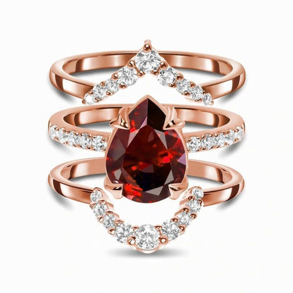 European And American-style Rose Gold Ring With Imitation Garnet