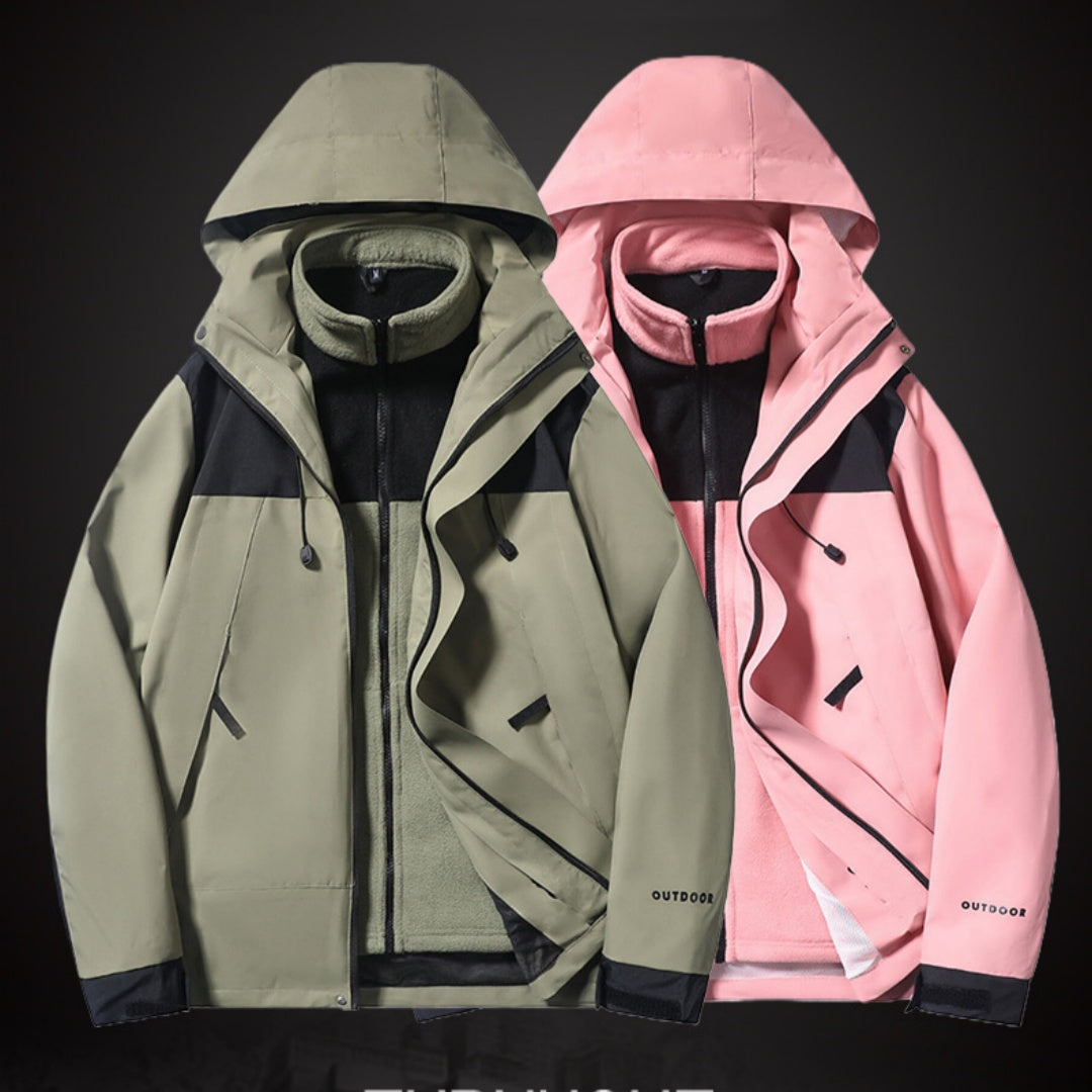 Three-in-one Outdoor Keep Warm Couple Color Matching Shell Jacket