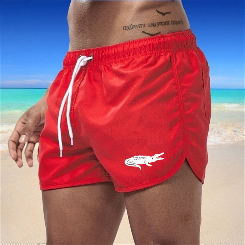 Mens Fashionable Beach Shorts Polyester Multi-Color Sports Three-Quarter-Length Shorts