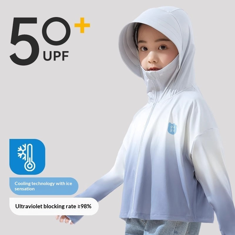 Kids Gradient Summer Ice-Silk Cooling Jacket Sun-Protection Clothing