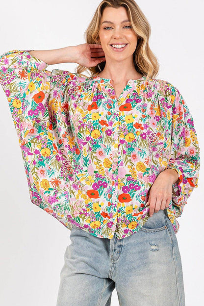 SAGE + FIG Button Down Floral Shirt for Stylish Women