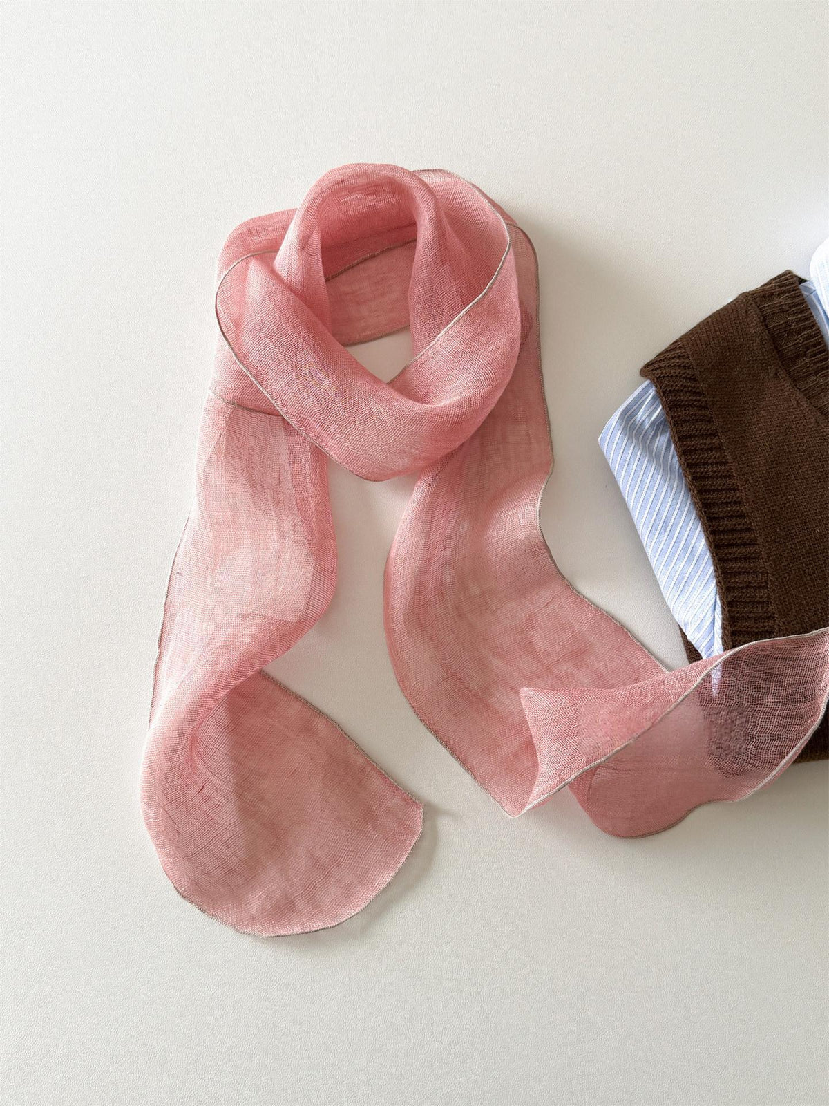 Semi-transparent Linen Scarf Ribbon Hairband