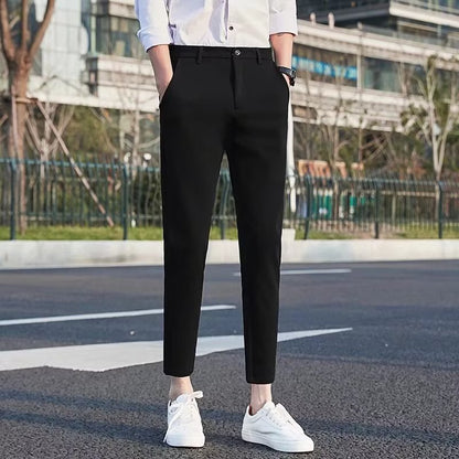 Men's Fashionable Slim-Fit Casual Drapey Cropped Trousers