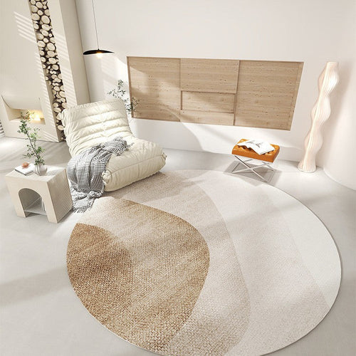 Round Cashmere Look Rug For The Bedroom Home Use