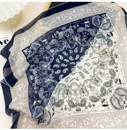 Korean-style Fresh And Delicate Floral Silk Scarf