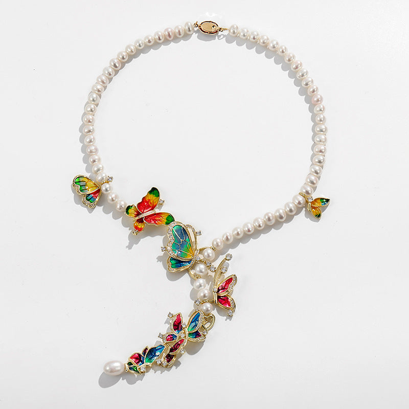 "Butterfly Design Freshwater Pearl Jewelry Set