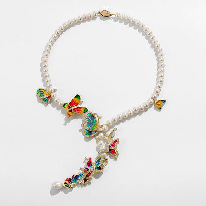 "Butterfly Design Freshwater Pearl Jewelry Set