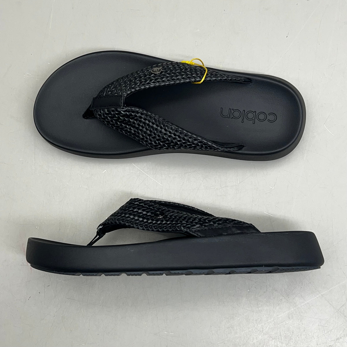 COBIAN Palmilla Braided Synthetic Leather Strap Sandals Women's Sz 6 EU 35.5 Black PAL25-001-06