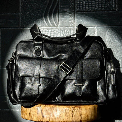 Full-grain Leather Vintage Tote Bag With Large Capacity