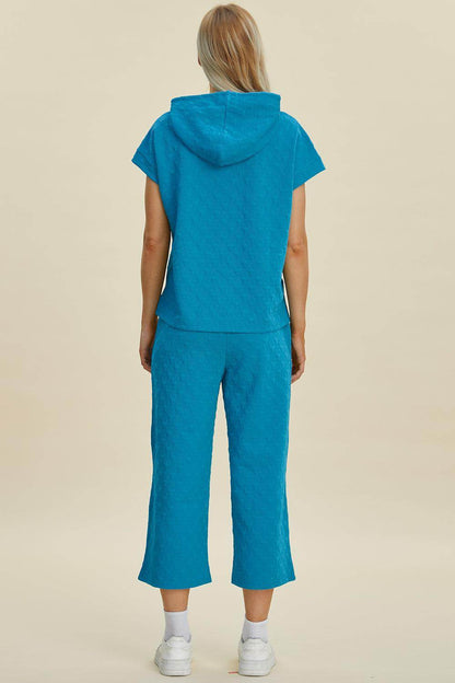 Double Take Full Size Texture Hoodie and Pants Set