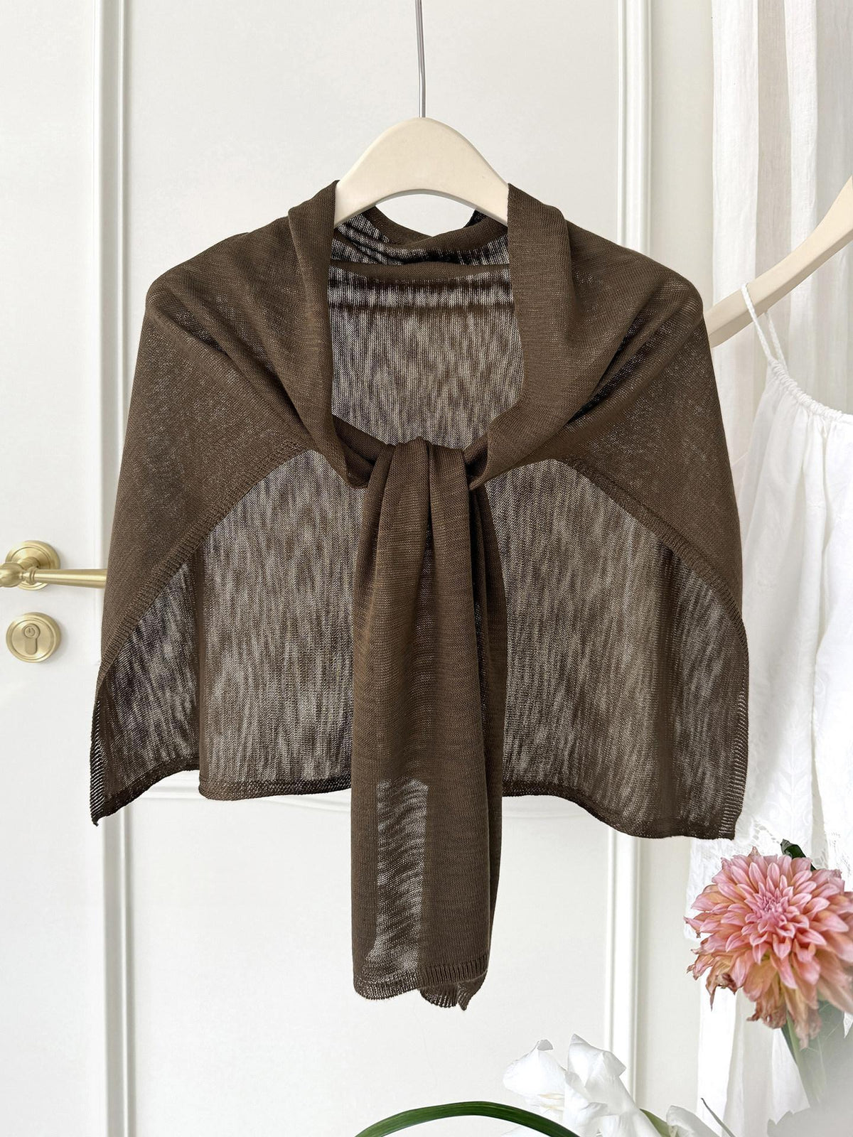 Womens Plus-Size Knitted Shawl With Bamboo-Strip Pattern