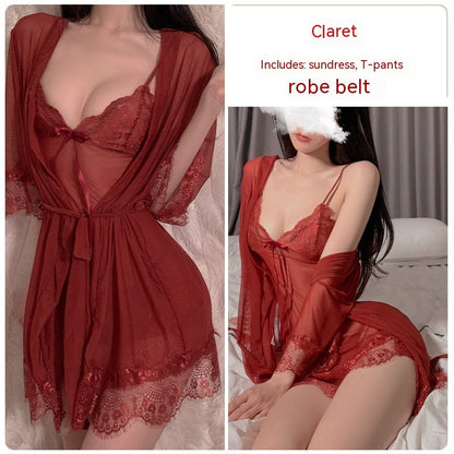 Ruoruo Sexy Lingerie Sexy Pure Color Mesh See-through Sling Women