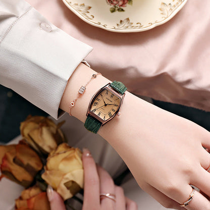 Cross border Live Stream Barrel Shaped Belt Quartz Watch Womens Watch