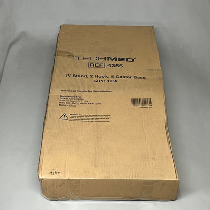 TECH-MED IV Stand 5 Caster 2 Hook Adjustable 47" to 84" w/ Locking Collar 4355