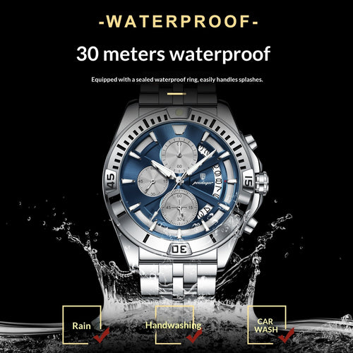 Multifunctional Dual-button Butterfly-clasp Waterproof Mens Watch