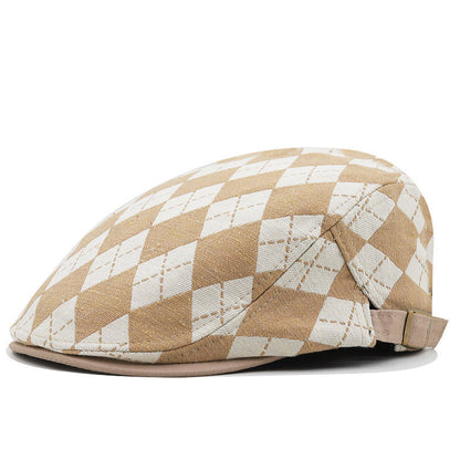 Retro Plaid Short Brim Advance British Casual Painter Hat