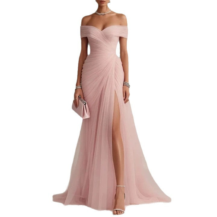 Evening Dress Cross-Border Off-Shoulder European And American Style Womens Dress