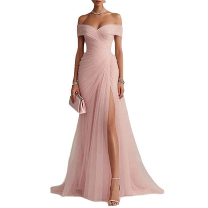 Evening Dress Cross-Border Off-Shoulder European And American Style Womens Dress