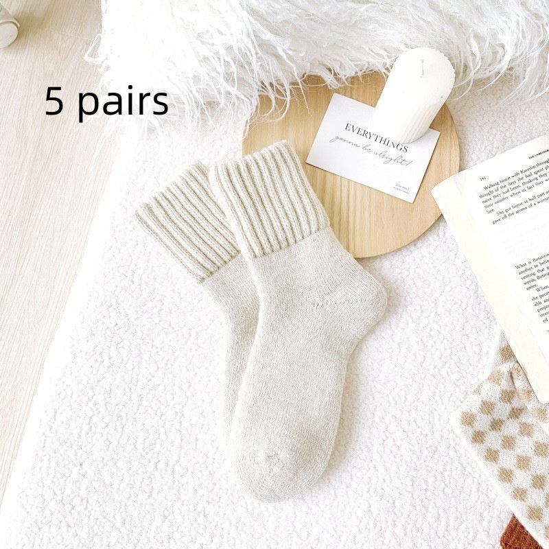 Womens Mid-calf Terry Socks For Fall And Winter