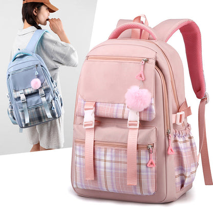 Women's Solid Color Simple Multi-layer Computer Backpack