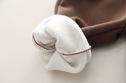 Korean Fleece-lined Two-piece Suit Baby Children Warm Suit