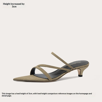 Pointed-toe Open-toe Single-strap High-heeled Sandals
