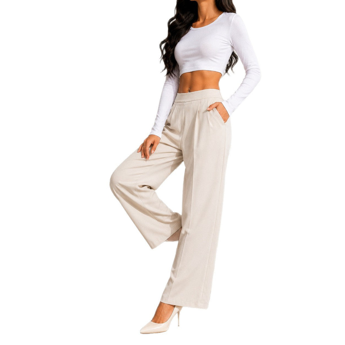 Womens Casual Versatile Ankle-length Zip-up Pants