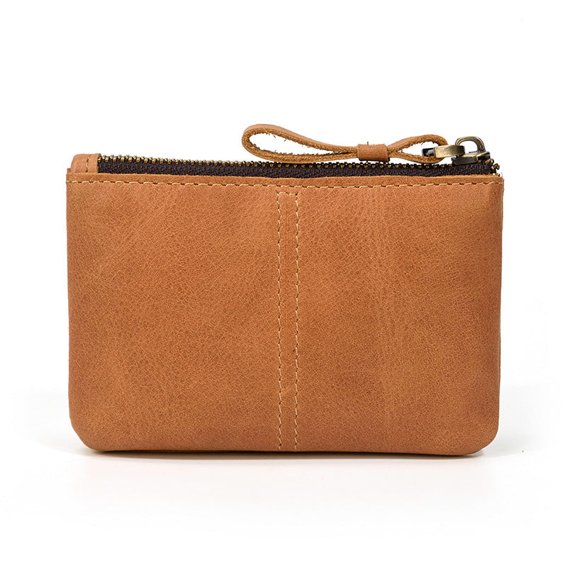 Cowhide zipper coin purse