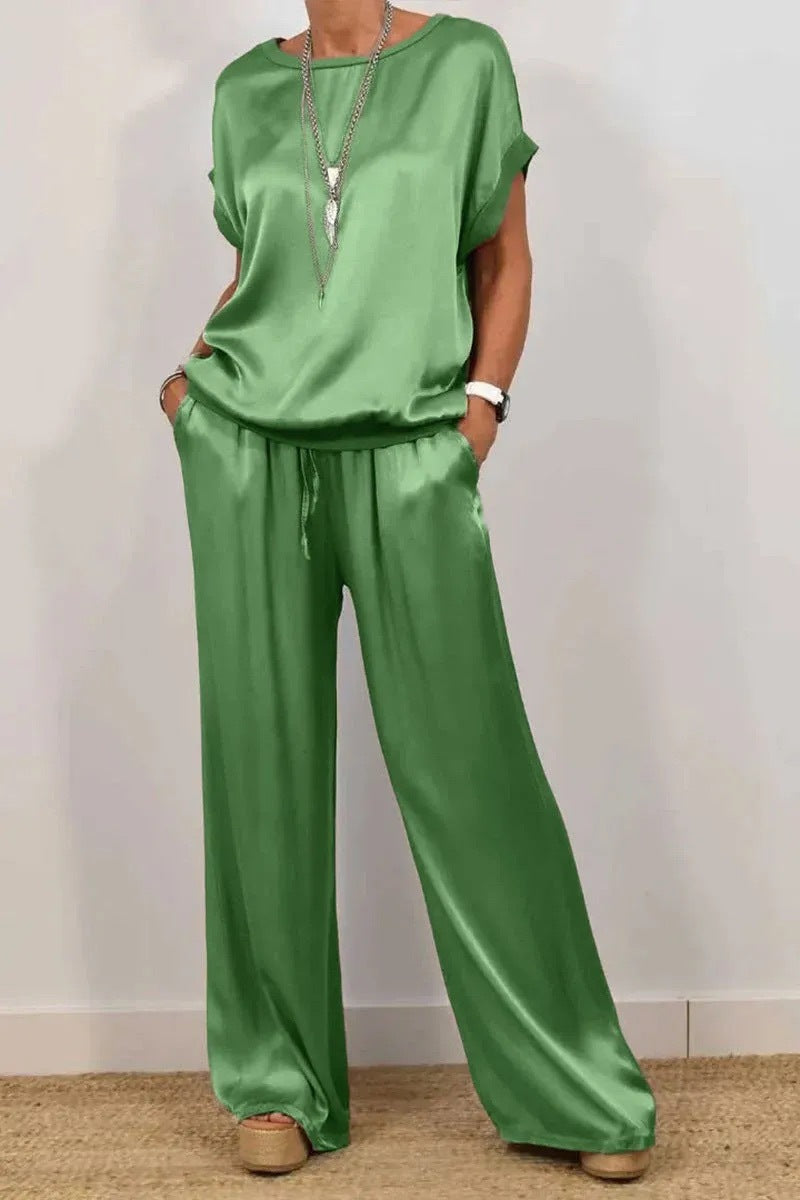 2026 Spring Summer New Cross-Border Trade Amazon Independent Site Trendy Loose Shirt Wide-Leg Pants Casual Set