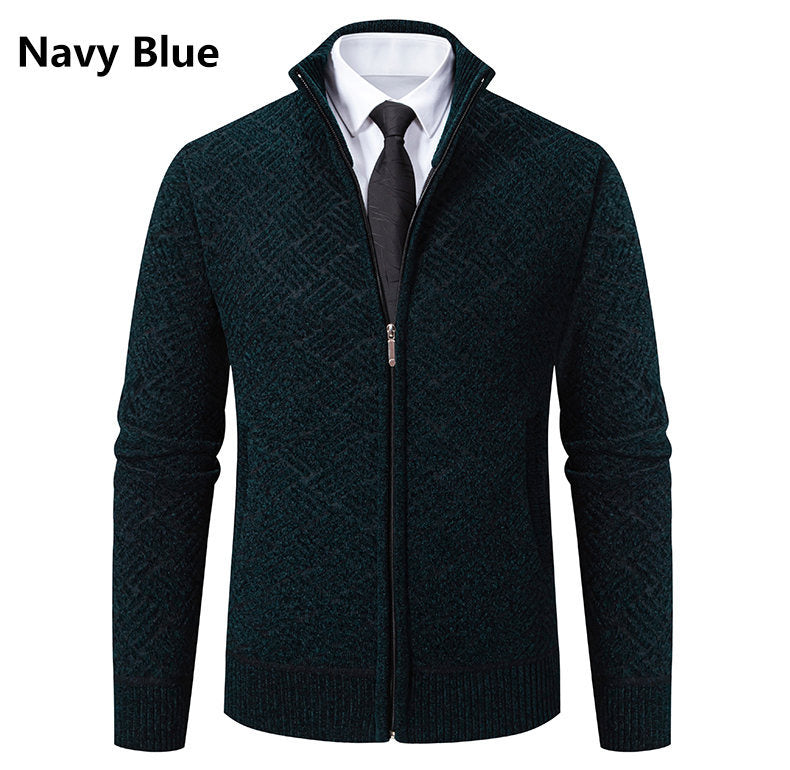 Men's Casual Stand-collar Knit Cardigan Jacket