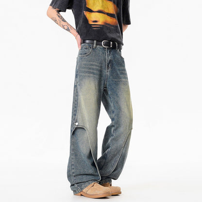 Mens American-Style High-Street Washed Gradient Jeans