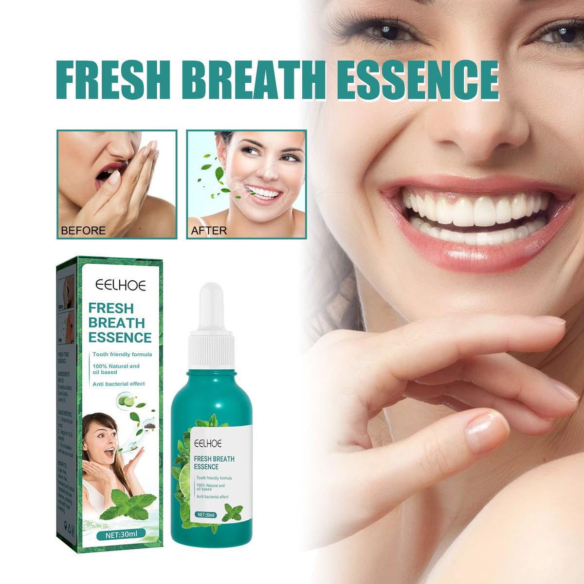 Fresh Breath Essence, Cleans Bad Breath And Leaves Fresh Breath Mint Scent  Essence