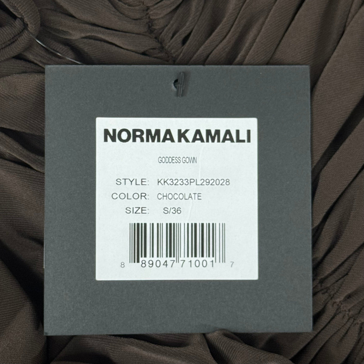 NORMA KAMALI Goddess Dress Unlined Women's Sz S/36 Chocolate KK3233PL292028