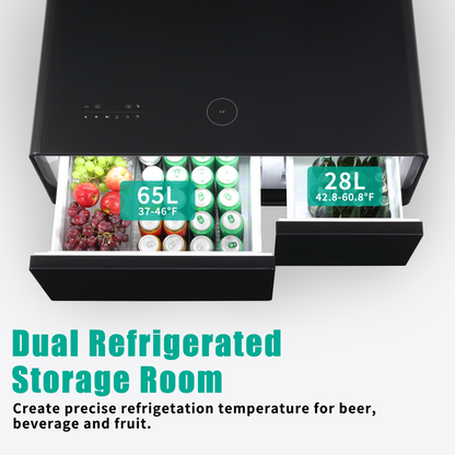 Modern Smart Coffee Table with Built-in Fridge, Bluetooth Speaker, Wireless Charging, Touch Control Panel, USB Interface Black