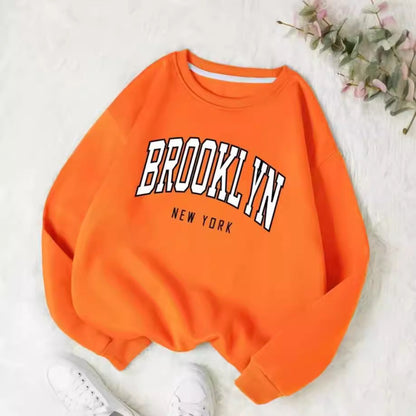 Personality Trend Printed Crew Neck Sweatshirt Women