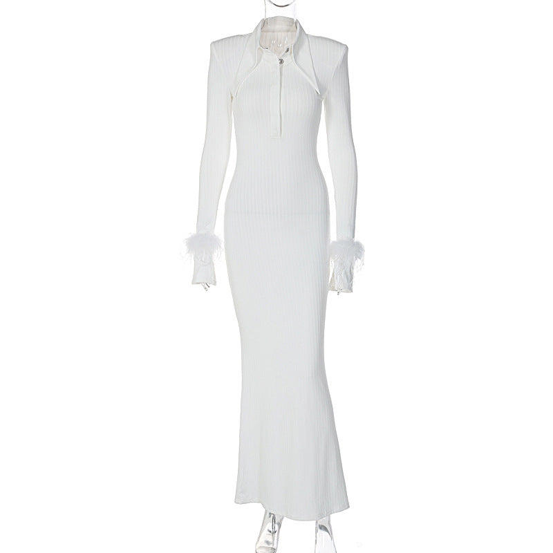 Women's Fashion Temperament Polo Collar Long Dresses