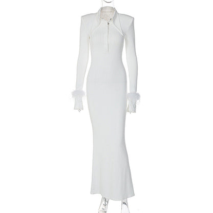 Women's Fashion Temperament Polo Collar Long Dresses