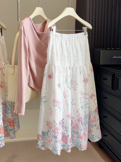 Casual Versatile A-line Midi Skirt With A Flared Hem