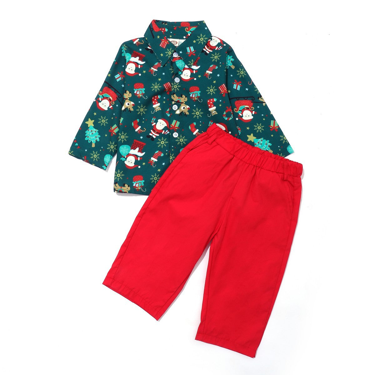 Children's Christmas Shirt Short Sleeve Shorts Suit