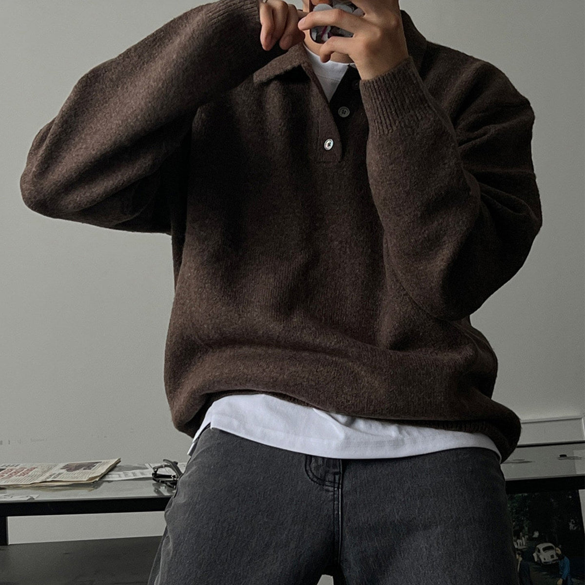 Loose-fitting Casual Long-sleeve Knit Sweater