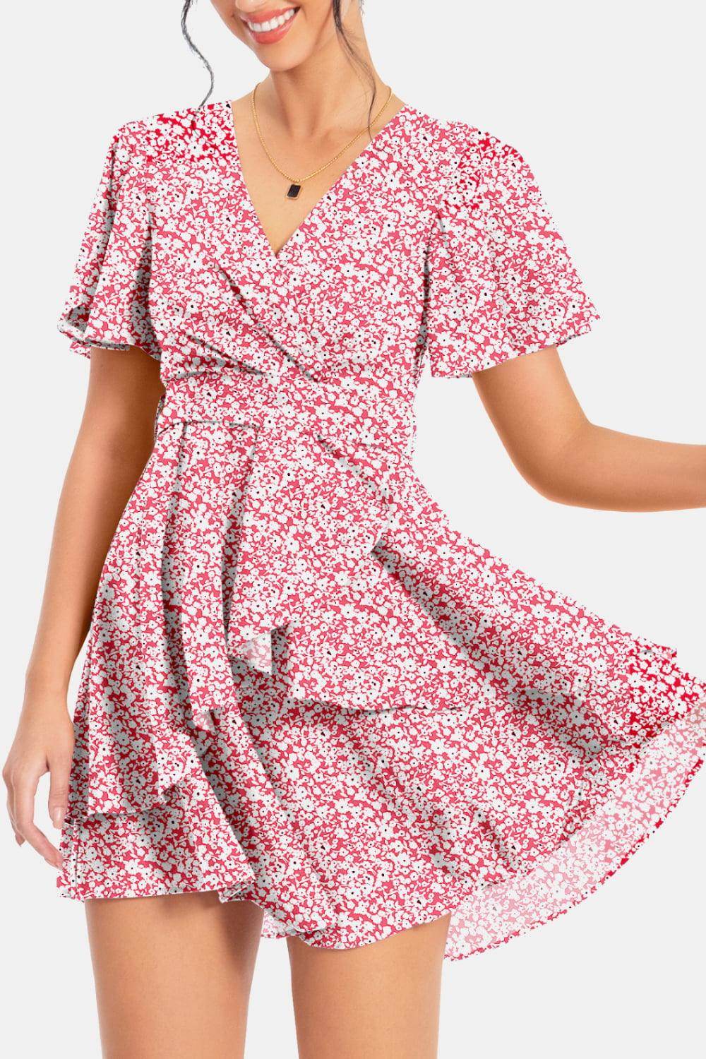 Surplice Neck Flutter Sleeve Dress for Chic Summer Style