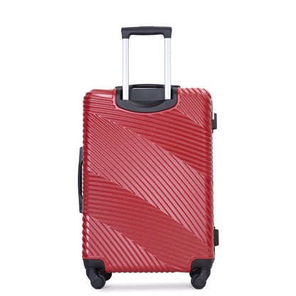 3 Piece Luggage Sets PC+ABS Lightweight Suitcase with Two Hooks Spinner Wheels (20/24/28) Red