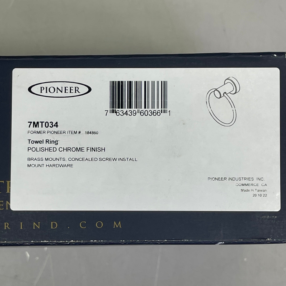 PIONEER Mod Towel Ring 6" Diameter Chrome 7MT034