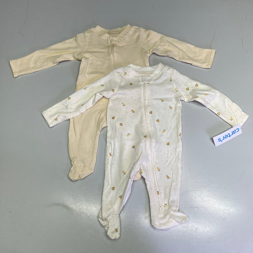 CARTERS (SET OF 2) Ducks Long Sleeve Bodysuits Baby's Sz 3M Yellow/White 1S959010