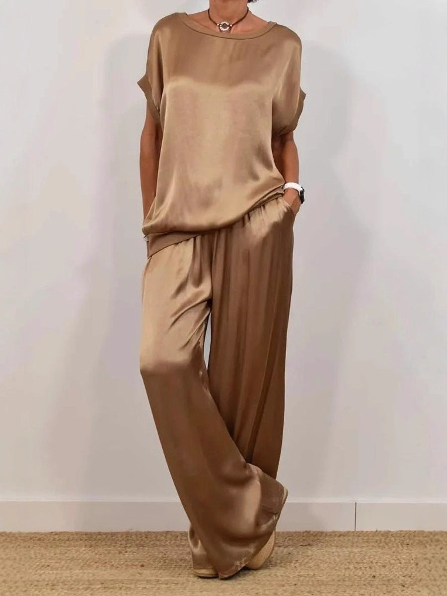 2026 Spring Summer New Cross-Border Trade Amazon Independent Site Trendy Loose Shirt Wide-Leg Pants Casual Set